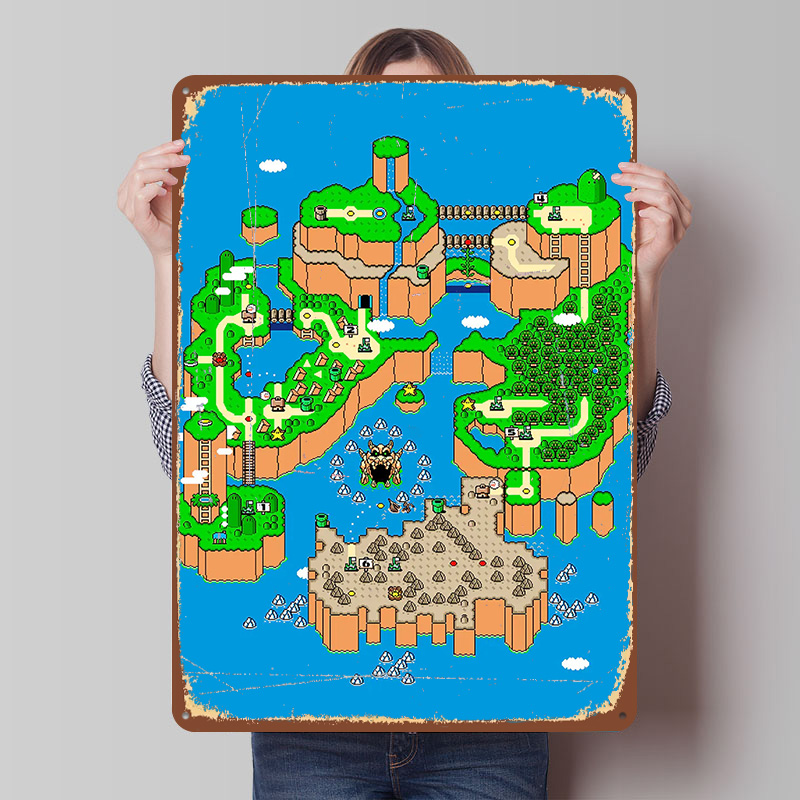 Retro Gaming Island - Placa de Metal Dinossauro Personalizada: Arte