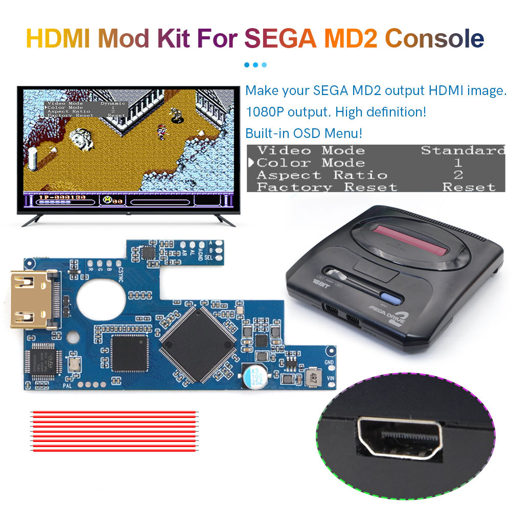Retro Gaming Cable - Hispeedido sega md2 hdmi para sega