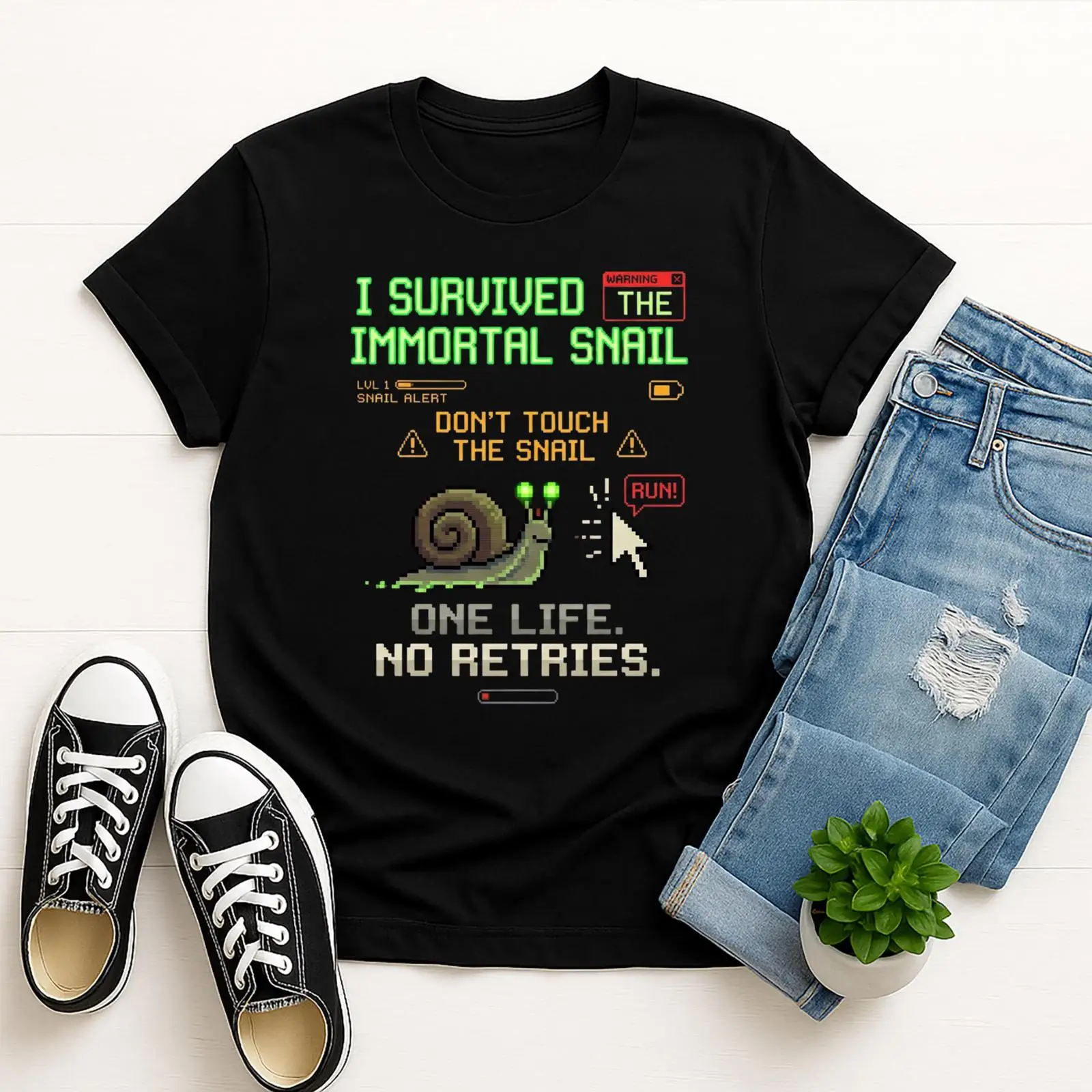 Retro Gaming Meme - Camiseta Engraçada de Meme de Caracol